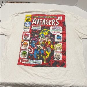 Marvel Comics The Avengers White Tee with Red and Yellow Logo